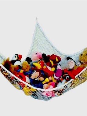 Mesh Toy Hammock Storage Net for Kids - White